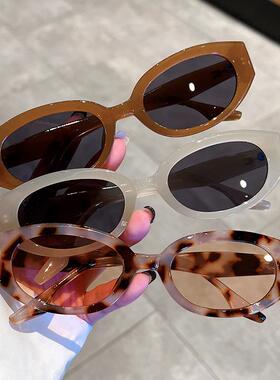 跨境新款网红博主个性小框简约百搭墨镜韩版时尚椭圆 太阳镜