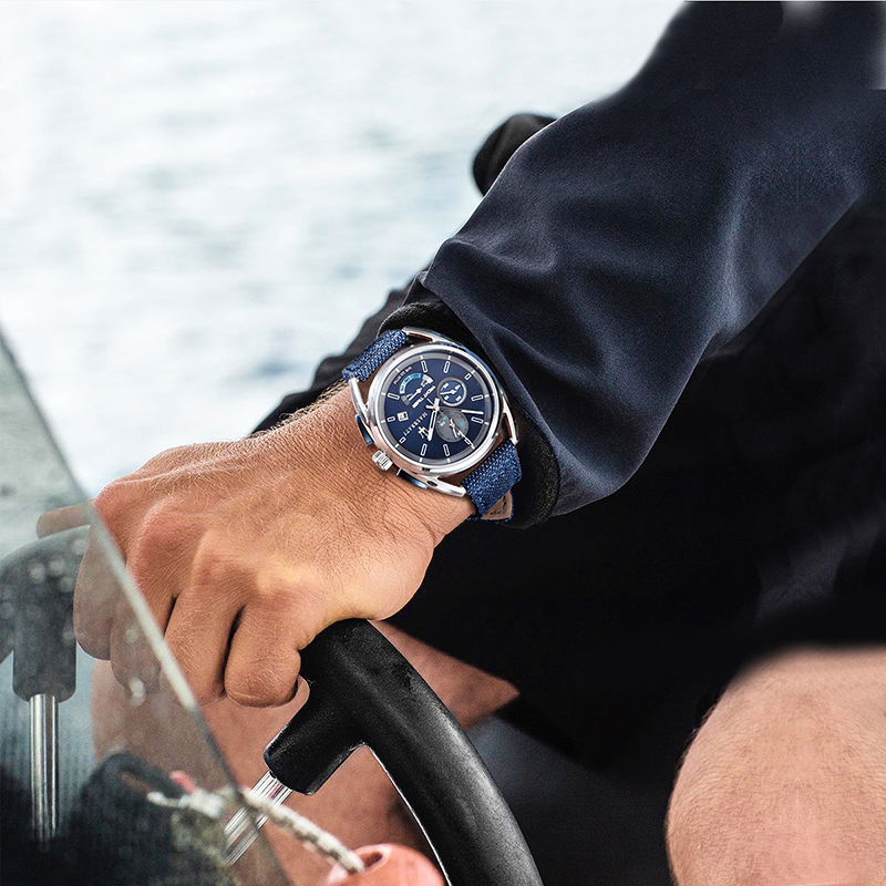 Maserati玛莎拉蒂手表男士新款时尚皮布表带帆船计时器纪念腕表