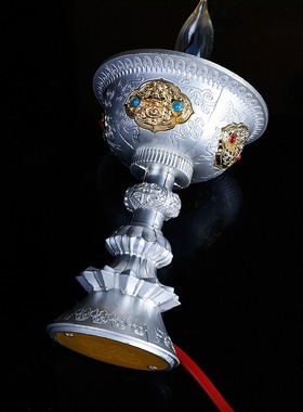 居家室内八吉祥电子酥油灯供灯钨丝灯泡无烟烛灯长明灯菩提灯1对