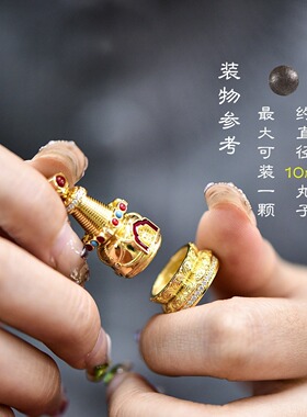 藏式纯银镀金佛塔吊坠嘎乌盒挂件