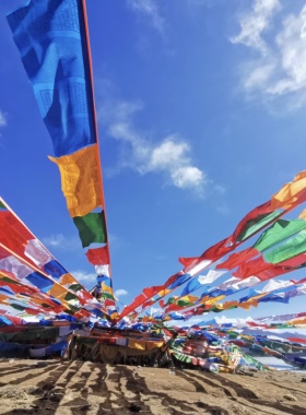 藏式横挂经幡五色旗绸棉布幡战旗