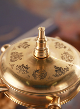 清凉金轮迷你版手摇金轮转筒黄铜缩微带底座手拨转动转轮家居摆件