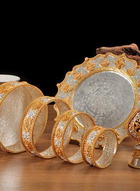 尼泊尔八吉祥铜鎏金鎏银曼扎盘