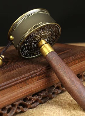 精美雕花纯铜黄铜手摇超静音经典3万小号方便携带桌摆件手动转轮