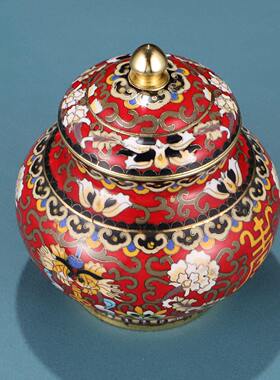 正宗老货景泰蓝如意罐茶叶罐手工铜胎掐丝珐琅宝瓶摆件特色工艺品