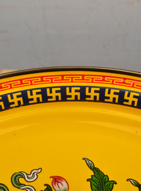 佛前搪瓷果盘家用供奉平底托盘贡盘供果盘高脚八吉祥果盘大小可选