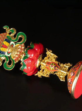 藏式摆件合金彩绘八瑞物佛具用品