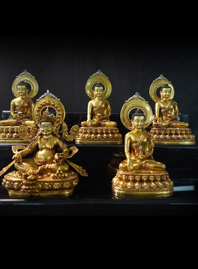 尼泊尔工艺文殊黄财神佛像摆件