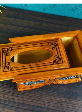 藏式新款天珠实木雕花八吉祥纸巾盒抽纸盒客厅桌面餐巾纸收纳盒
