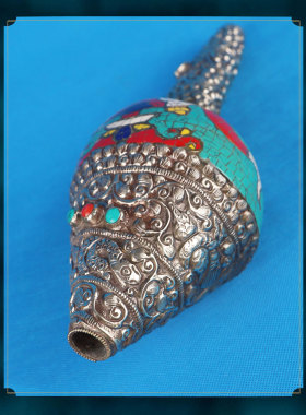 尼泊尔海螺手工包铜雕花