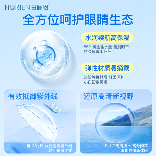 海俪恩润氧隐形眼镜季抛型2片装近视透明高清舒适正品官方旗舰店 - 图1