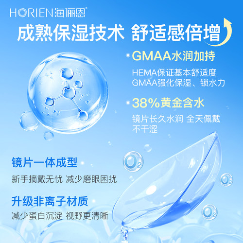 【买2享3】海俪恩润氧隐形眼镜半年抛1/2片装近视透明官方正品 - 图1