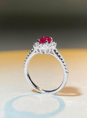 一克拉培育高碳钻鸽血红戒指s925纯银满钻镶嵌彩宝指环气质礼物