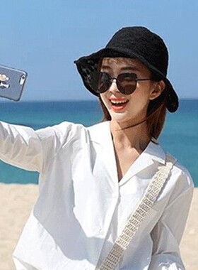 夏天透气棉麻沙滩脸盆渔夫帽子