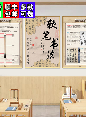 毛笔书法培训班装饰画海报贴纸