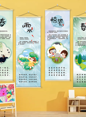 二十四24节气文化墙挂画幼儿园教室环创儿童房氛围背景布置装饰画