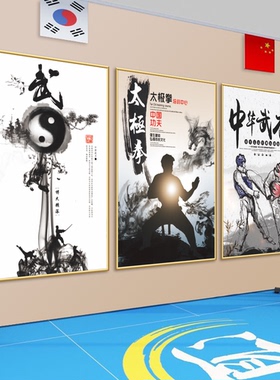 武术散打搏击跆拳道海报贴纸武馆道馆培训教室装饰贴画墙贴KT板