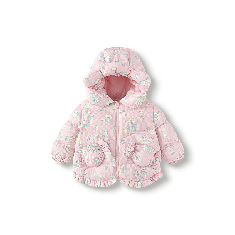品牌宝宝羽绒服女童冬季加厚童装儿童连帽外套婴儿洋气保暖上衣 - 图3