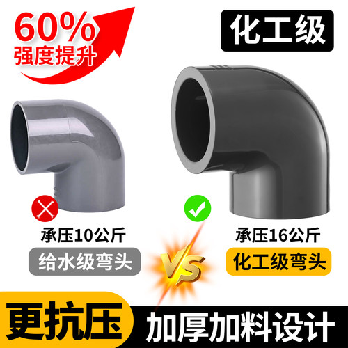 upvc弯头90度直角弯头化工水管配件pvc水管弯头塑料管4分给水管 - 图0
