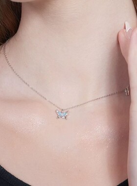【梦幻蓝蝶】小众高级感夜光蝴蝶轻奢百搭项链女设计感生日礼物送