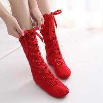 Lengthened Canvas Jazz Boots Modern Dance Shoes High Help Ladies Soft-bottom Dance Shoes Boutique Practice Shoes Dance Shoes