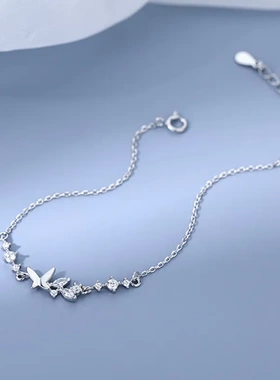 s925纯银蝴蝶手链新款手环轻奢小众设计甜美高级感闺蜜手饰品