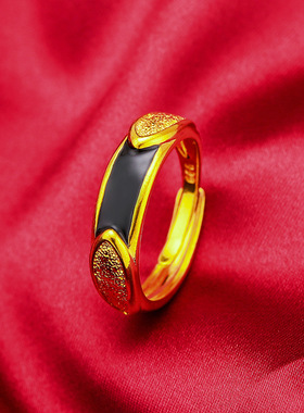 礼物礼品首饰铜情侣戒指 新款时尚黑绿宝石男女对戒个性开口生日
