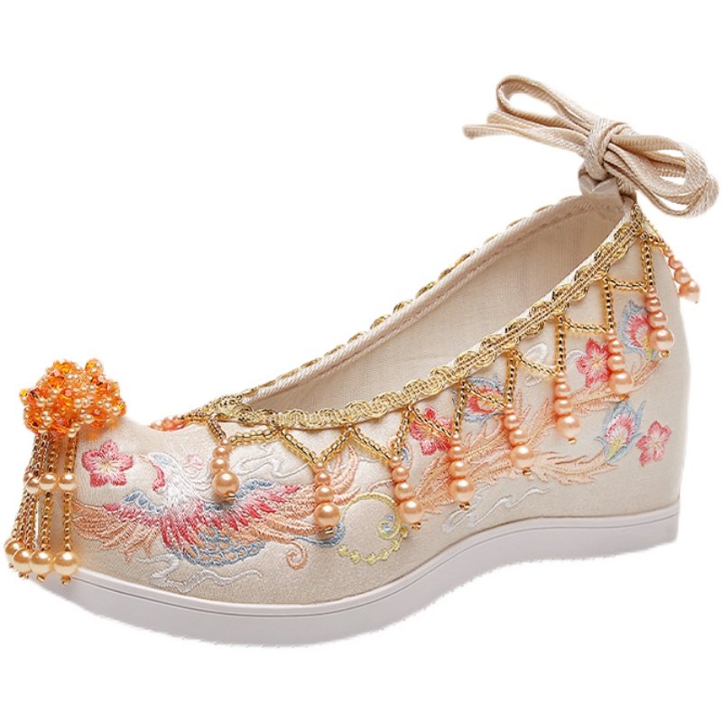 秀禾服婚鞋女中式金色搭配汉服鞋子成人内增高古风绣花鞋古装布鞋,淘宝优惠券,粉丝福利购,淘宝优惠卷