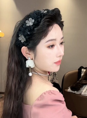 CampingKiss松黑色蕾丝褶皱发箍