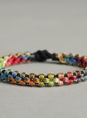 小红书桃花结编织手绳可定制礼物