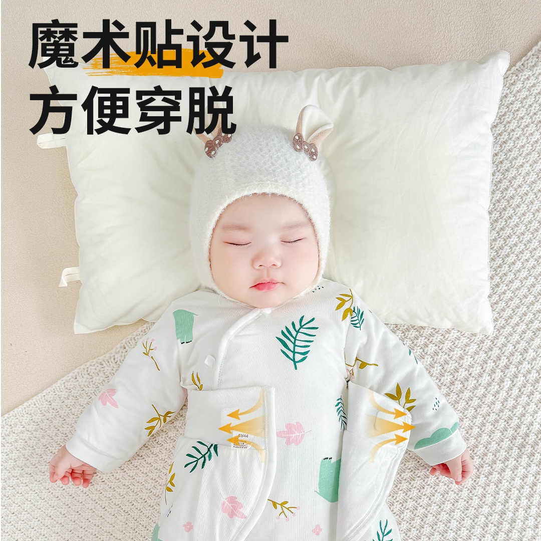新生婴儿衣服0到3个月宝宝冬装加厚棉服保暖夹棉分体套装初生棉袄 - 图1