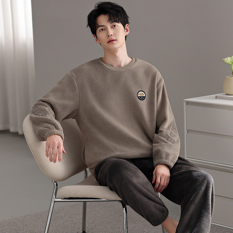 睡衣冬季男款法兰绒加厚加绒2025年新款男士珊瑚绒家居服保暖套装,淘宝优惠券,粉丝福利购,淘宝优惠卷