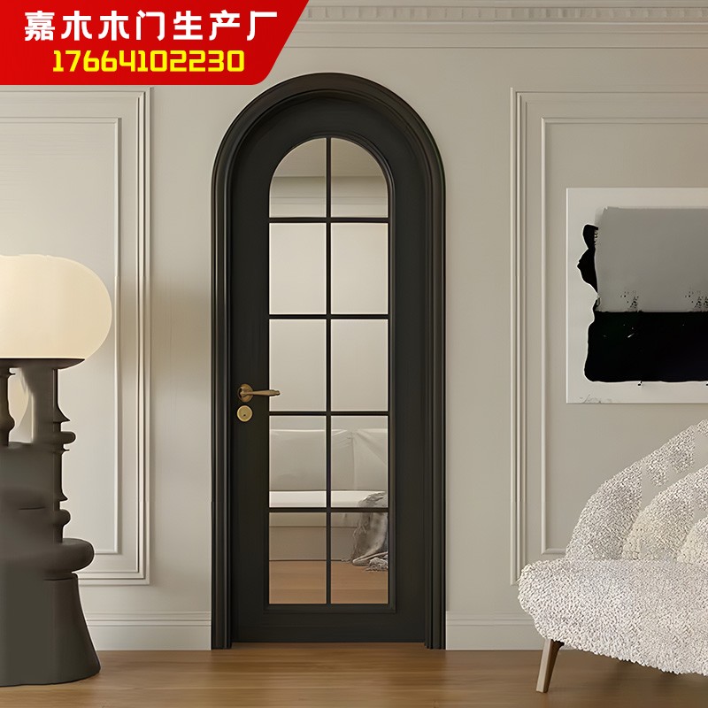 法式门弧形门网红玻璃室内平开门烤漆门卧室复古门圆弧拱形门造型 - 图2