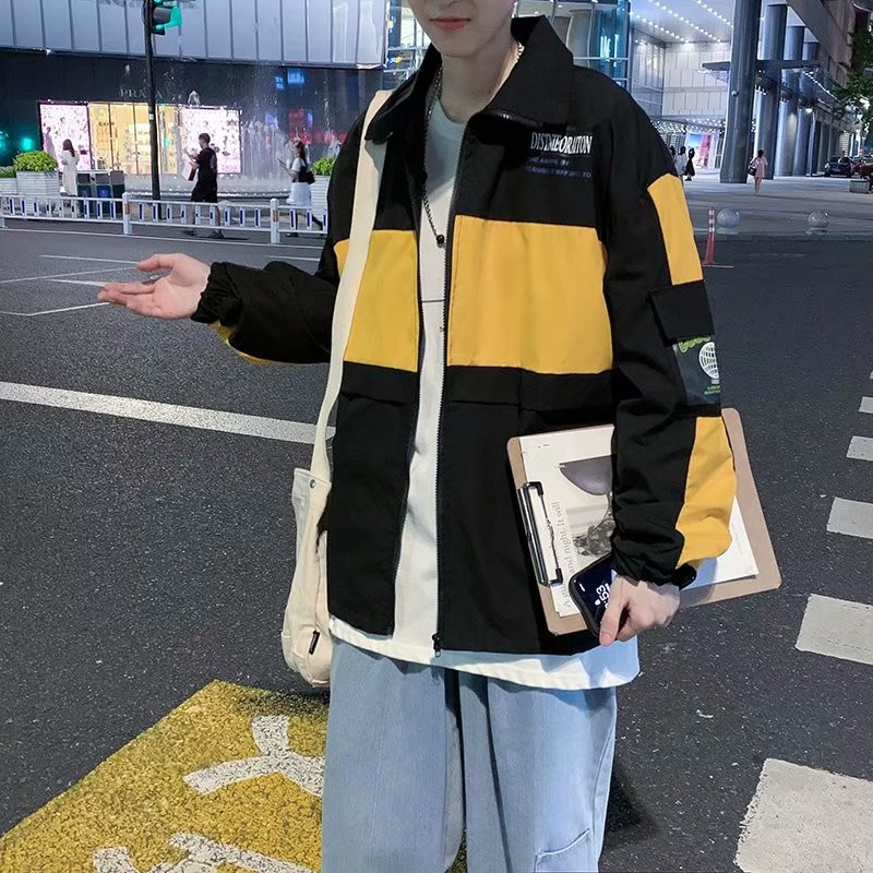 拼色刺绣外套男春季ins潮流韩版百搭立领夹克青少年休闲运动上衣_暖男先生_男装-第5张图片-提都小院