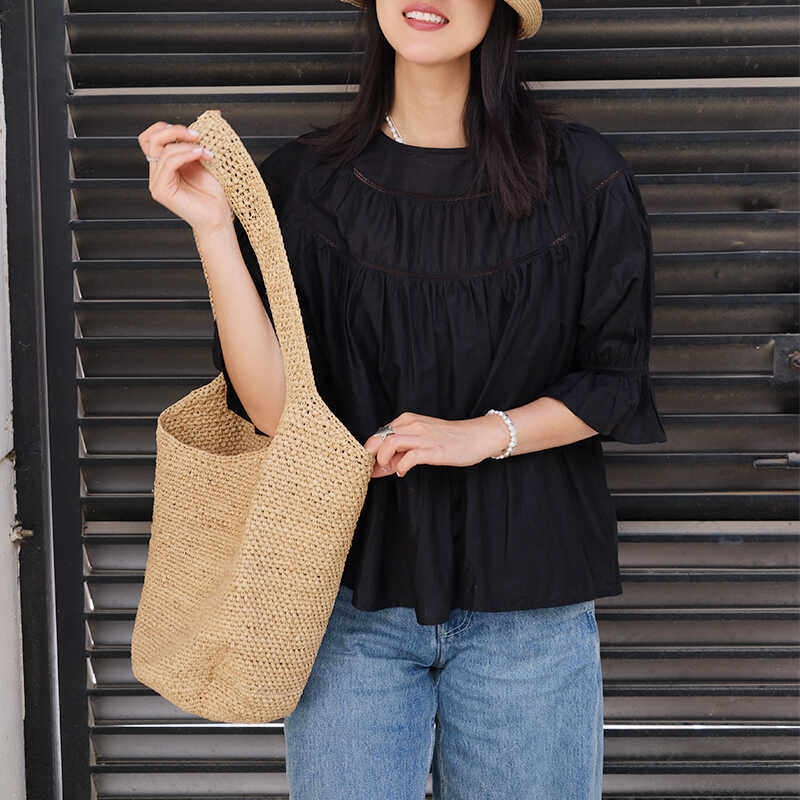 MAGENA浓郁老钱风 ins风日韩系大水桶包度假草编包拉菲草单肩包女,淘宝优惠券,粉丝福利购,淘宝优惠卷