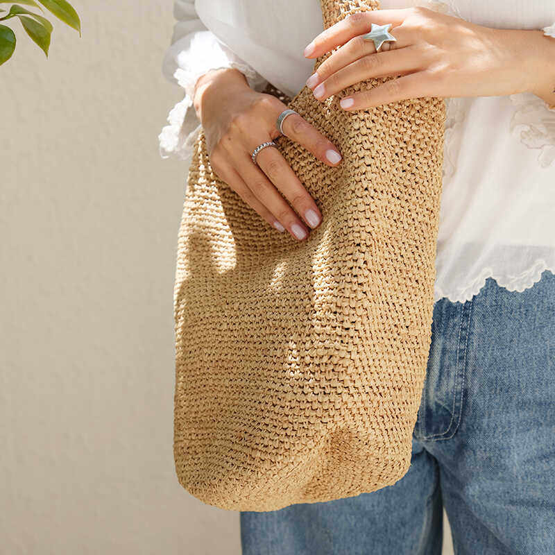 MAGENA浓郁老钱风 ins风日韩系大水桶包度假草编包拉菲草单肩包女,淘宝优惠券,粉丝福利购,淘宝优惠卷