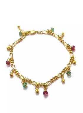 安伯曼18K金南瓜珠红宝石祖母绿满天星硕果累累手链水果锦囊