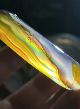 天然巴玉水墨风意境景观镯七彩极光炫彩彩虹光虹膜玛瑙手镯55口径