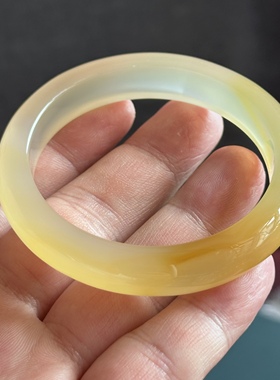 天然马料海洋玉髓高冰香槟金渐变黄冰玛瑙手镯冰透柚子金56口径