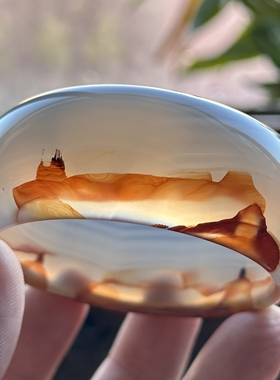 云臻阁天然巴西料红玛瑙刺景火焰长城景观手镯意境风景57口径