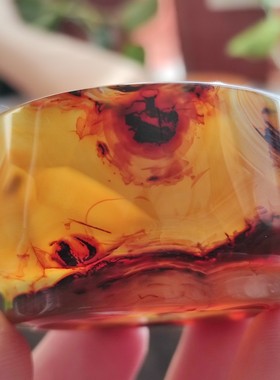 云臻阁天然巴西水墨山景意境玛瑙火焰长城风景景观茶杯主人杯摆件