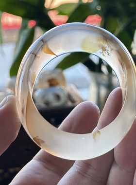 云臻阁天然海洋玉髓马料高冰草花飘花意境清新贵妃玛瑙手镯51口径