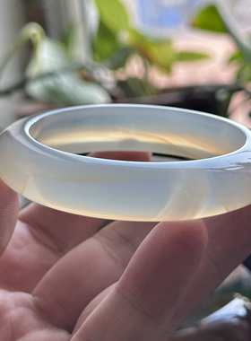 云臻阁天然海洋玉髓草花杨柳风景玛瑙手镯小草意境清新冰透白冰57