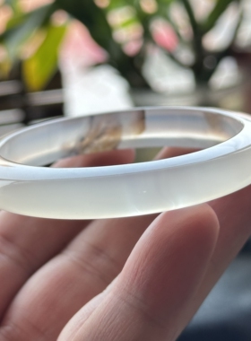 云臻阁天然海洋玉髓草花象形草花风景意境素描景观玛瑙手镯55口径