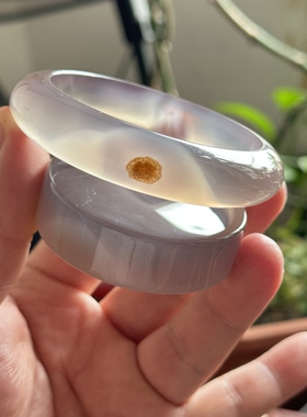 天然紫玉髓紫金花顶花白云冰透玛瑙手镯镯心一套手镯58口径