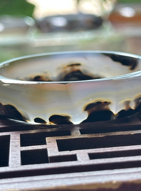 天然巴玉老花料水墨立体山景丹霞地貌冰透群山蘑菇云景玛瑙手镯54
