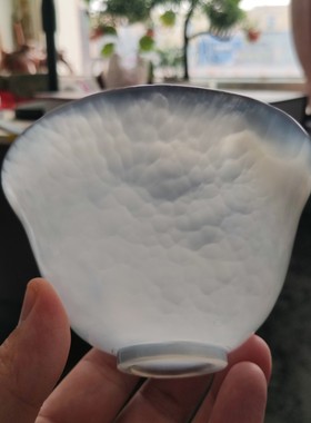 云臻阁天然海洋玉髓紫玉髓鱼鳞纹满天星玛瑙茶碗茶杯主人杯摆件