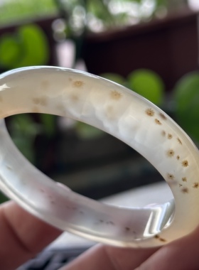 天然马料海洋玉髓草花满圈飘花金花小碎花意境玛瑙手镯55口径