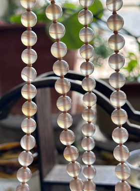 云臻阁天然一线粉冰玛瑙玉髓毛衣链8mm珠子三通坠子项链多圈手串