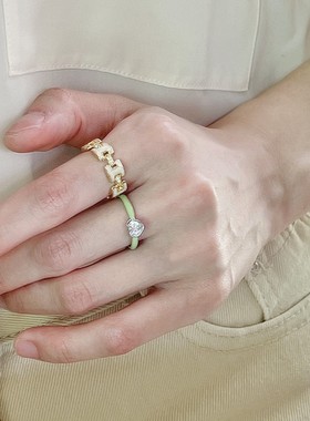 花朵戒指女韩版时尚清新爱心水滴开口指环叠戴气质优雅食指戒潮